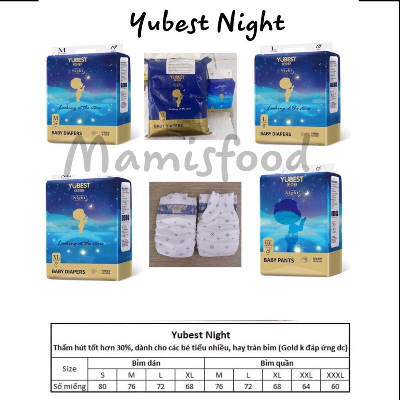 TÃ/BỈM YUBEST ANGEL/GOLD/NIGHT/NATURAL/CORE CHÍNH HÃNG ĐỦ SIZE DÁN/QUẦN S132/M108/L96/XL84/XXL72/S90/M84/L78/XL72/XXL66