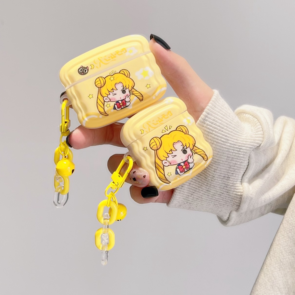Sailor Moon Vỏ Bảo Vệ Hộp Sạc Tai Nghe Bluetooth Airpods 1 / 2 3 2021 Pro2 2022 Bằng Silicon Họa Tiết Thủy Thủ Mặt Trăng Dễ Thương Chống Sốc