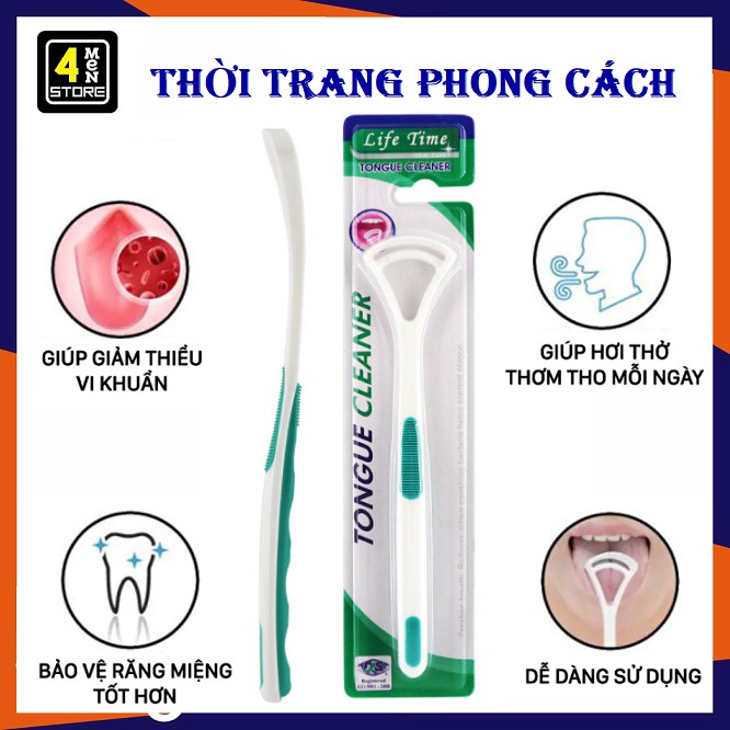 Bàn Chải Vệ Sinh Lưỡi Tongue Cleaner Cao Cấp - Dụng Cụ Cạo Rơ Sạch lưỡi Giảm Vi khuẩn Gây Sâu Răng Và Hôi Miệng