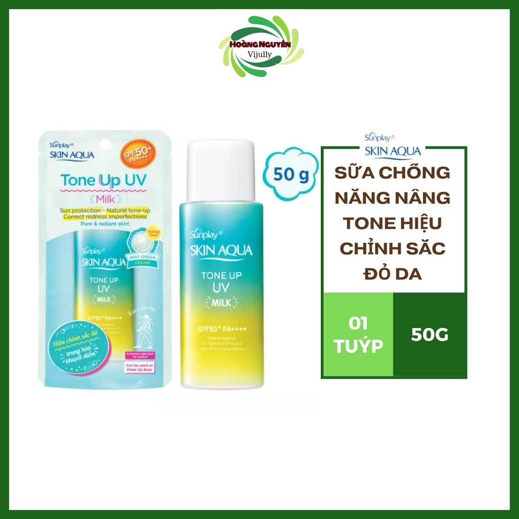 [MInt Green] Sữa Chống Nắng Sunplay  Skin Aqua Tone Up UV Milk SPF50+ PA++++ Hiệu Chỉnh Sắc Da Trung Hòa Khuyết Điểm 50g