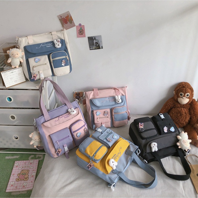 Youyo Túi Tote Đeo Vai Cỡ Lớn Màu Kẹo Ngọt Phong Cách Nhật Bản Dễ Thương Cho Nữ Thanh Thiếu Niên