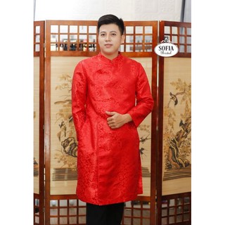 Áo dài cách tân Nam ( vải gấm in chìm hoa văn)