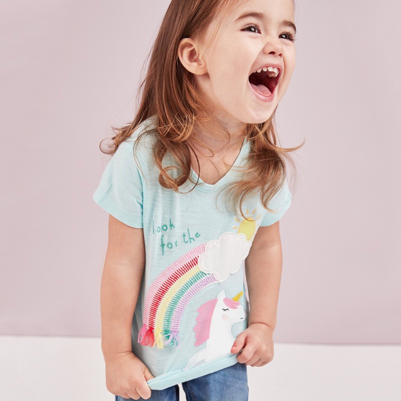 Áo thun hè cotton Little Maven xanh Pony cầu vồng cho bé gái 2-8 tuổi Mẫu mới 2022 - Little Maven Official Store