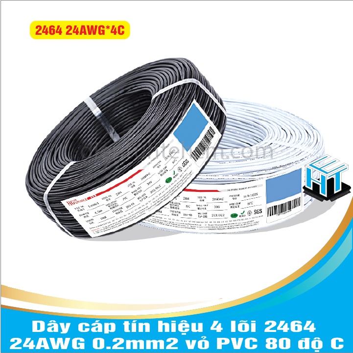 Dây cáp tín hiệu 4 lõi 2464 24AWG 0.2mm2 vỏ PVC 80 độ C(1 MÉT)