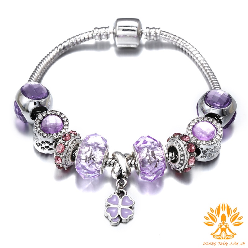 VÒNG TAY ĐÁ PHONG CÁCH PANDORA PANJIA CỎ 4 LÁ CÁ TÍNH TRẺ TRUNG TẶNG KÈM HỘP GẤM CAO CẤP
