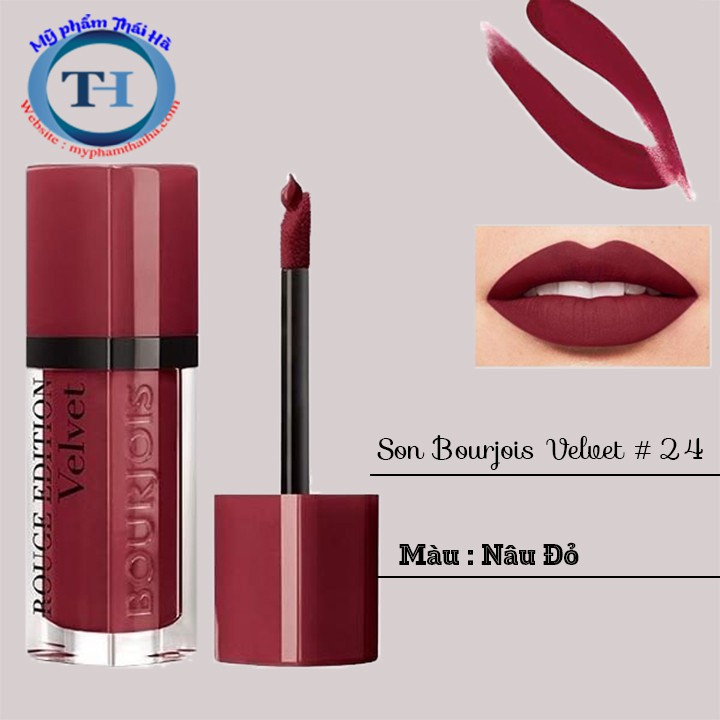 Son Bourjois Velvet 24 Dark Chérie đỏ đậm cherry