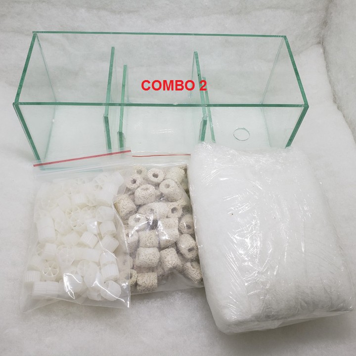 Lọc tràn COMBO 3 ngăn chứa vật liệu lọc cho hồ cá cảnh