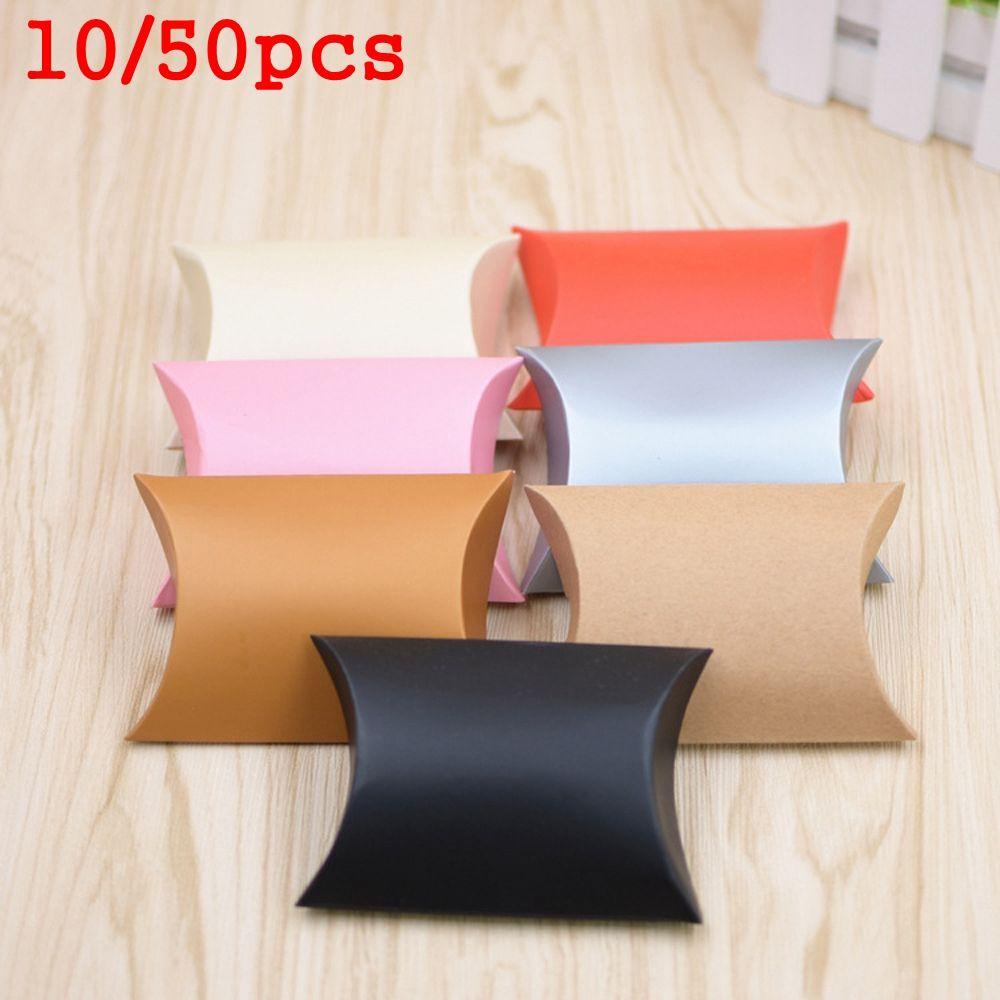 Set 10 / 50 Hộp Giấy Đựng Kẹo Hình Gối Dễ Thương Trang Trí Tiệc Cưới / Giáng Sinh