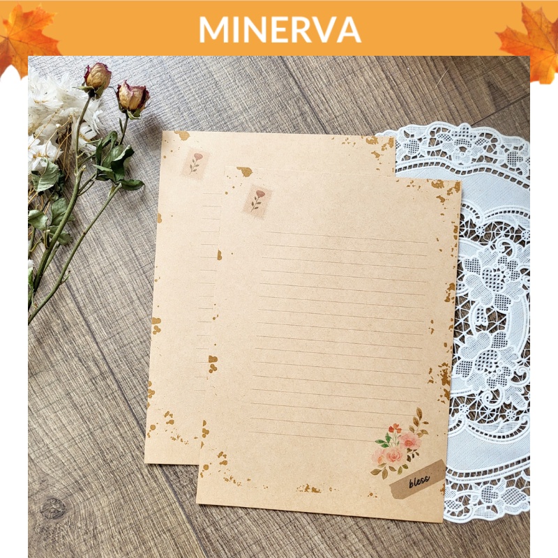 Set 10 tờ Giấy viết thư tay, lá thư viết tay 15x20 cm giấy kraft phong cách retro , họa tiết phù hợp với mọi chủ đề