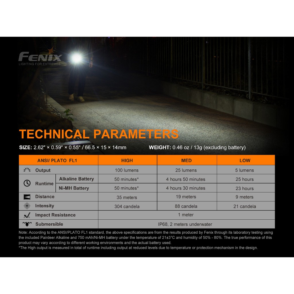 CHÍNH HÃNG Fenix -Đèn pin E01 V2.0  - 100 Lumens