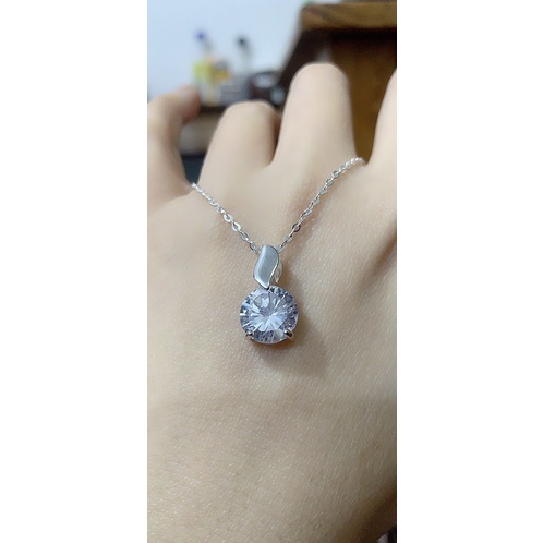 Mặt đá 1 viên đá cz 10ly bạc thật NGỌC MẬU