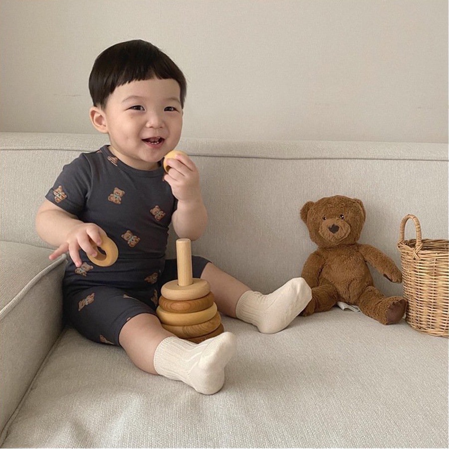 Bộ Đồ Mặc Ở Nhà In Hình Gấu Dễ Thương Cho Bé