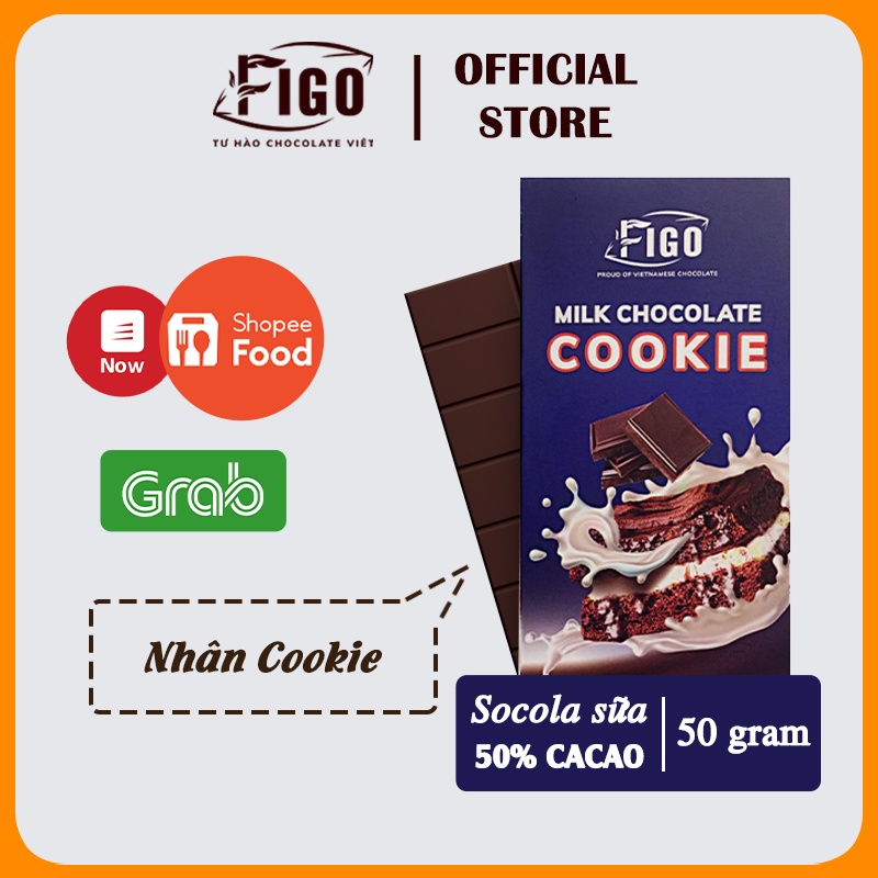 [CHƯƠNG TRÌNH TẾT] Combo 5 Hộp socola sữa đủ vị 50gram FIGO siêu ngon, ĂN LÀ NGHIỀN| Milk Chocolate 50% Cacao