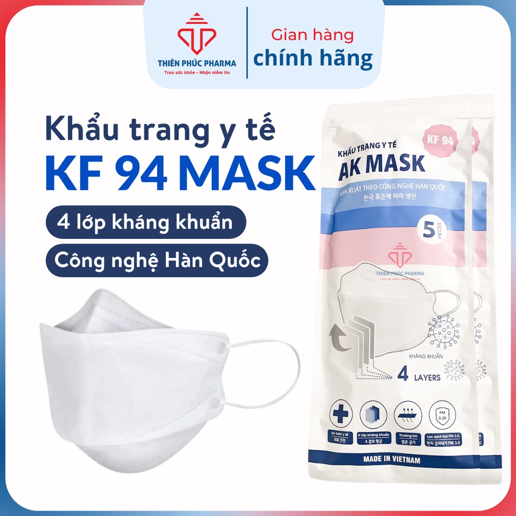 Khẩu Trang KF94 (Gói 5 Chiếc) 3 màu - Kháng Khuẩn, Chống Bụi Mịn PM 2.5