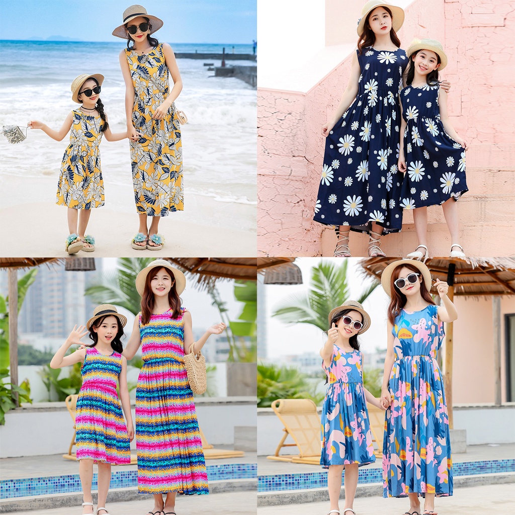 Đầm Maxi Hoạ Tiết Hoa Cho Mẹ Và Bé