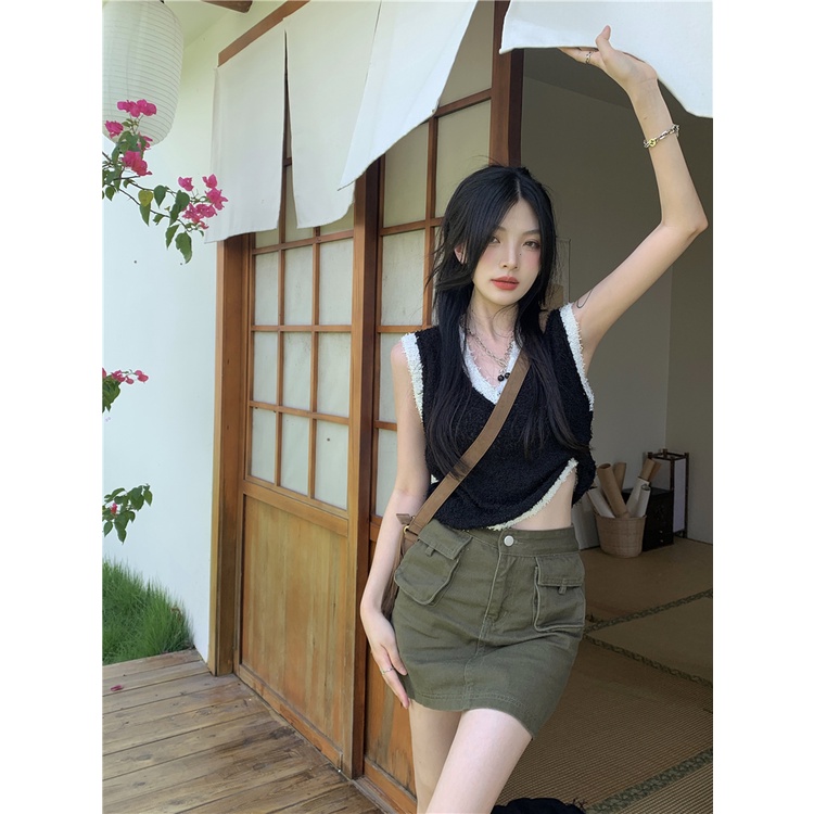 Chân váy jean Chữ A Lưng Cao Thời Trang Hàn Quốc