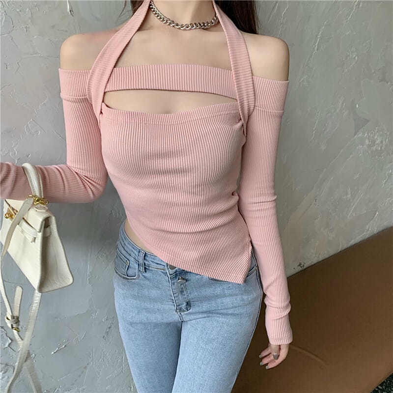 Áo dệt kim tay dài dáng ôm dễ phối đồ thời trang COZOK