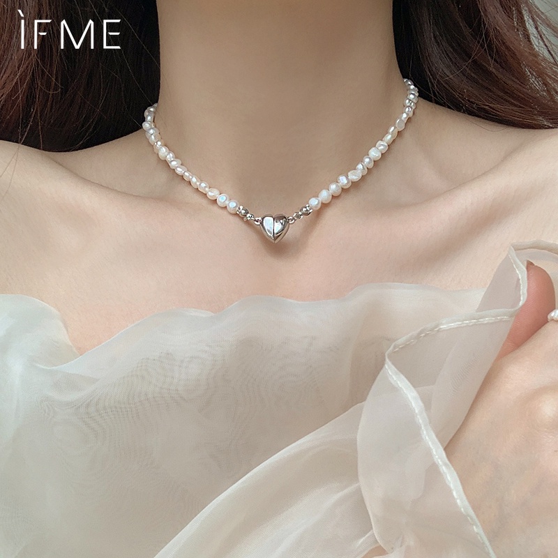 IF ME Vòng Cổ Choker Mặt Trái Tim Từ Tính Đính Ngọc Trai Giả Thời Trang Cho Nữ