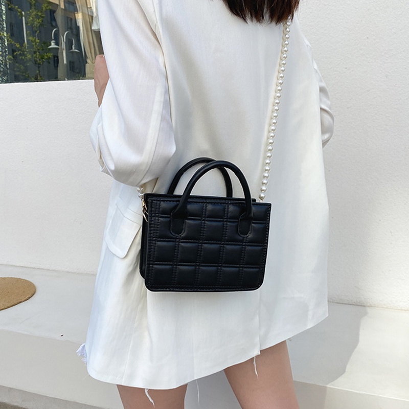 Túi Đeo Chéo Hình Vuông Đính Ngọc Trai Thời Trang Hàn Quốc Cho Nữ