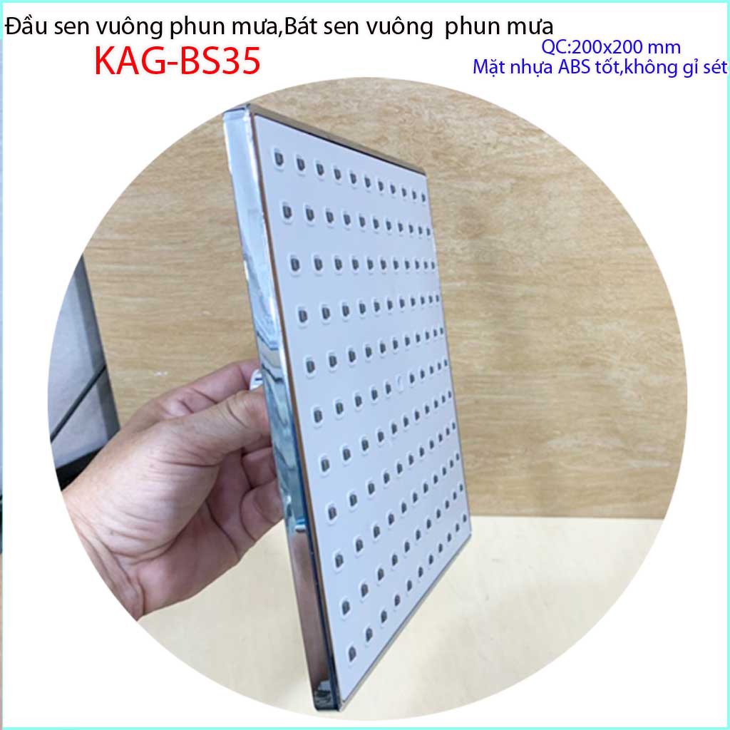 Bát sen tắm đứng KAG-BS35, Bát sen tắm phun mưa vuông 20x20 cm mưa tia nước nhiều phun nước tốt