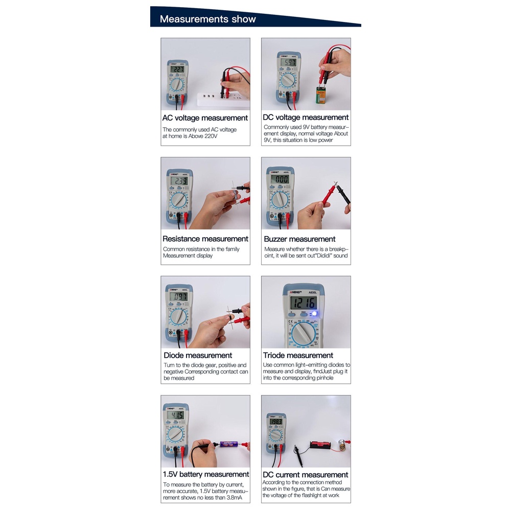 Đồng Hồ Vạn Năng Kỹ Thuật Số LCD 1999 Counts AC / DC Chuyên Nghiệp