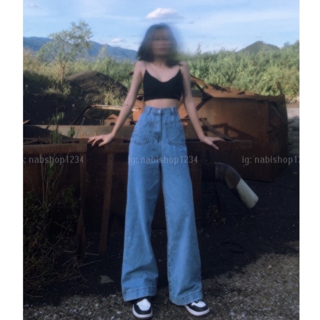 Quần Ống Suông Jean Nữ Cạp Cao Túi Kiểu Mã 3163 Form Dài 100cm (ẢNH THẬT KÈM VIDEO) - Nabishop1234
