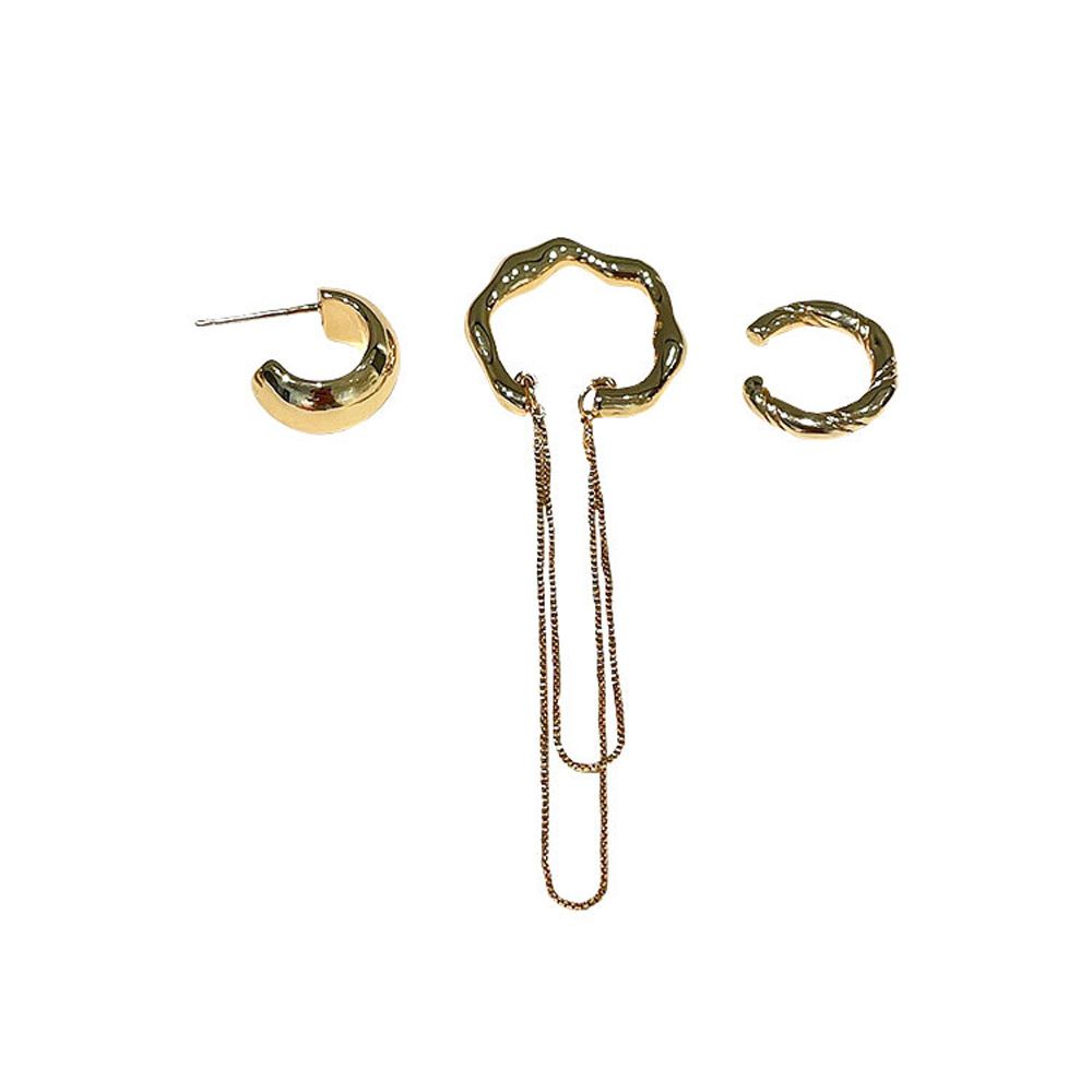 Set 4 khuyên tai dạng kẹp không xỏ lỗ họa tiết hình học phong cách Hàn Quốc thời trang cho nữ