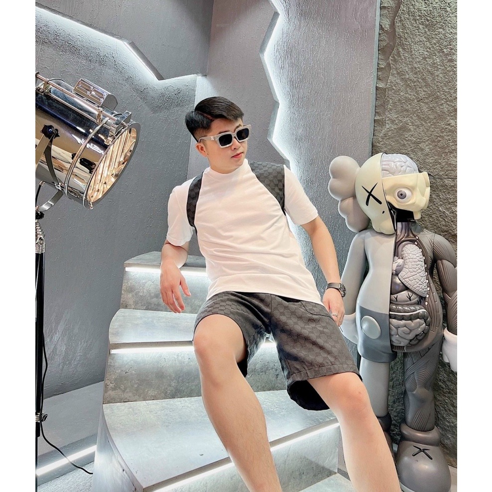 Bộ Phông Áo Cộc Tay In Phối Chữ Vai - Quần Short Kaki Túi Bên,Phong Cách Trẻ Trung Lịch Sự Mẫu Mới 2023
