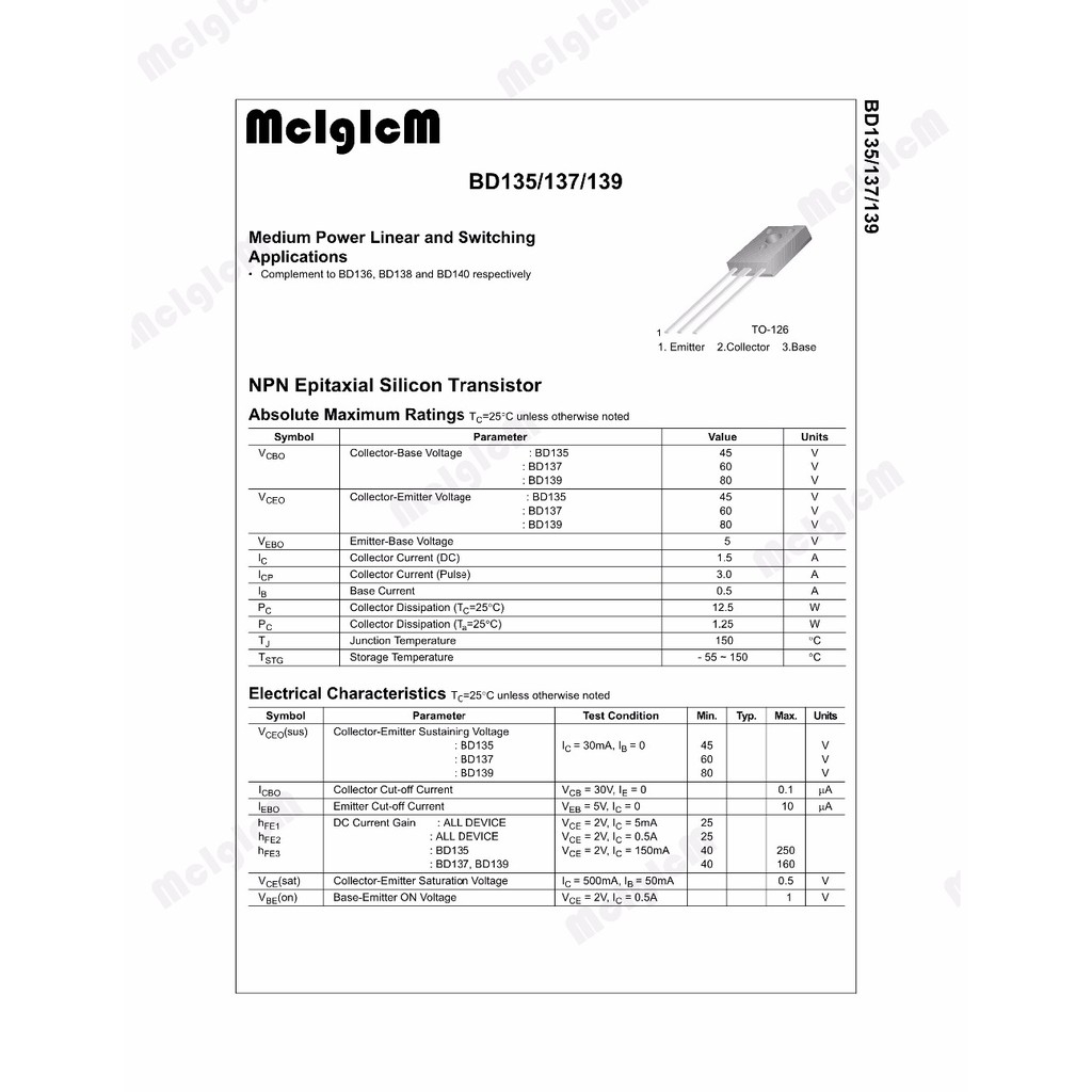 Bộ 50 linh kiện điện tử NPN bd139 to-126 | BigBuy360 - bigbuy360.vn