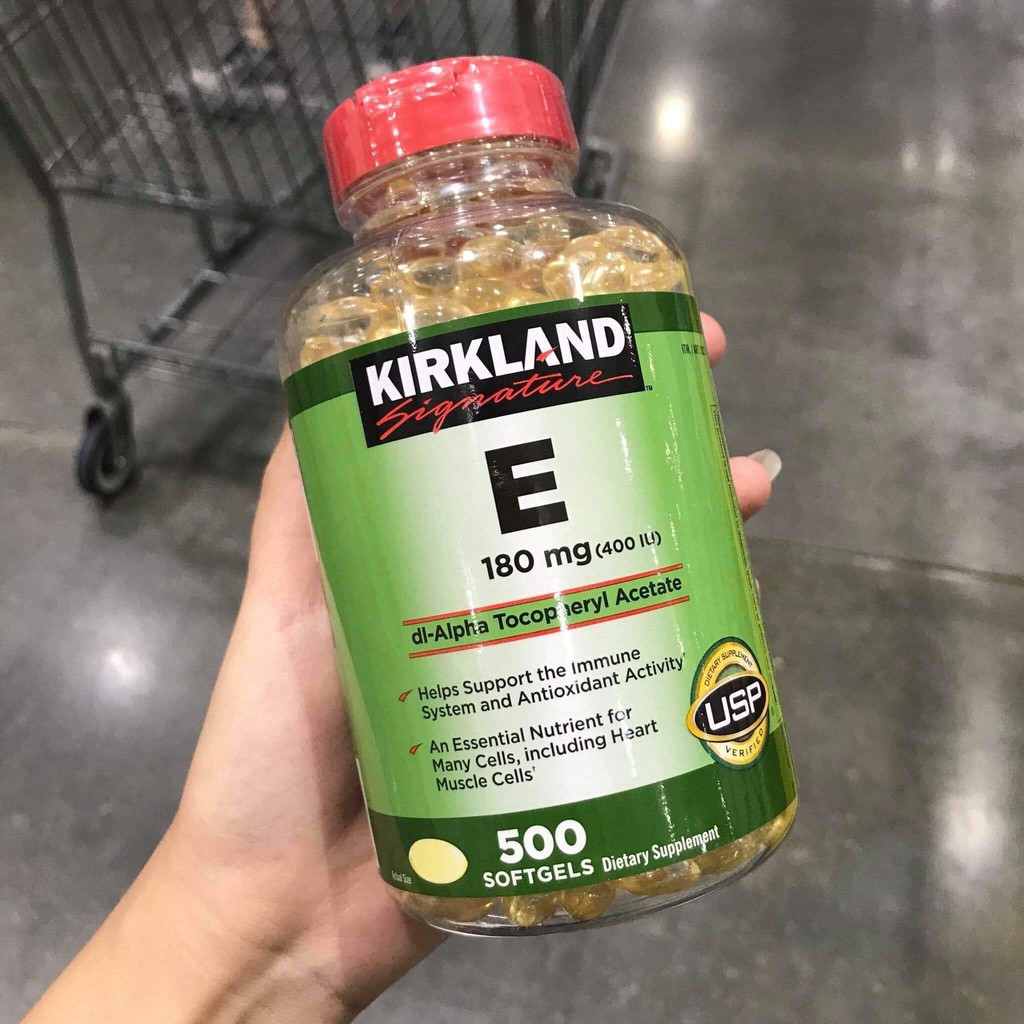 [ DATE 03.2024 ] Viên Uống Đẹp Da Vitamin E 400 IU 500 Viên Kirkland Của Mỹ, Nắp đỏ