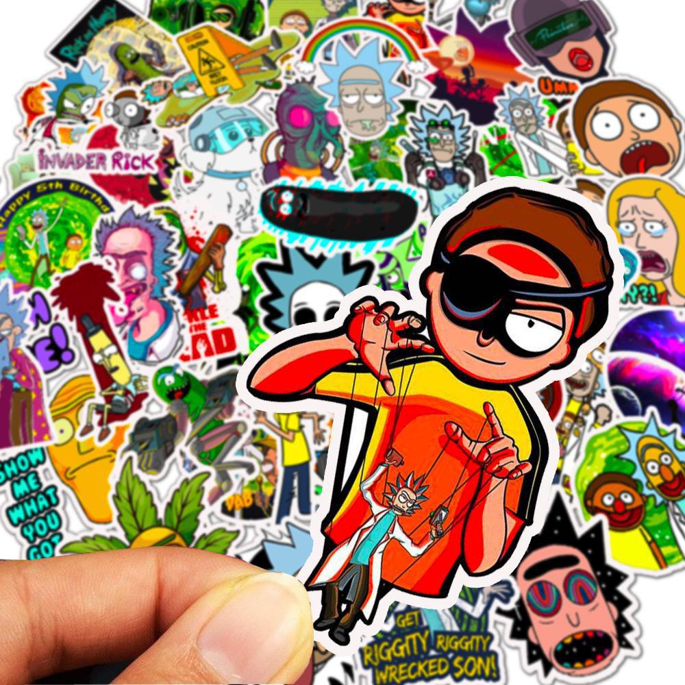 SET 50 MIẾNG STICKER 420 RICK AND MORTY SIÊU CHẤT CHỐNG NƯỚC DÁN NÓN BẢO HIỂM, LAPTOP, VALI, TỦ, BÀN HỌC, XE MÁY