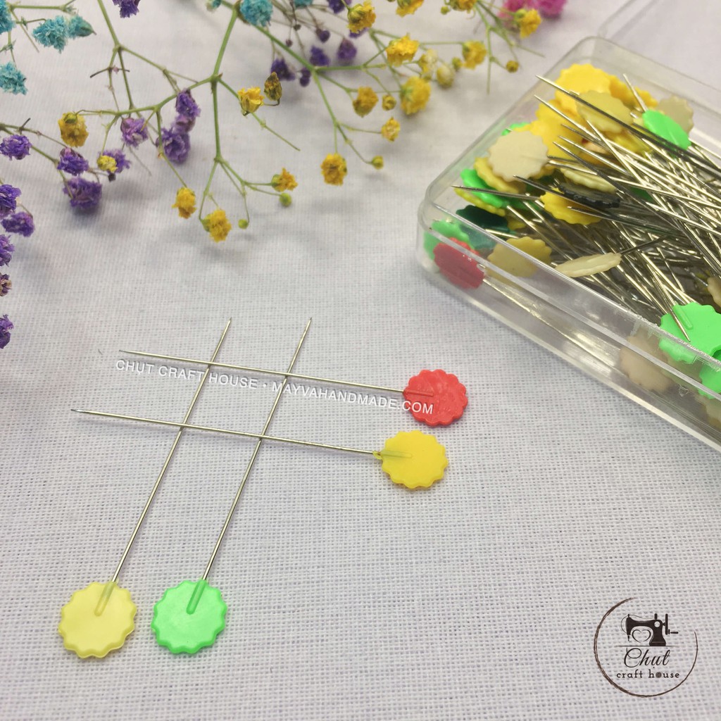 Hộp ghim dẹt 100 chiếc - Ghim vải may, quần áo, đồ thủ công