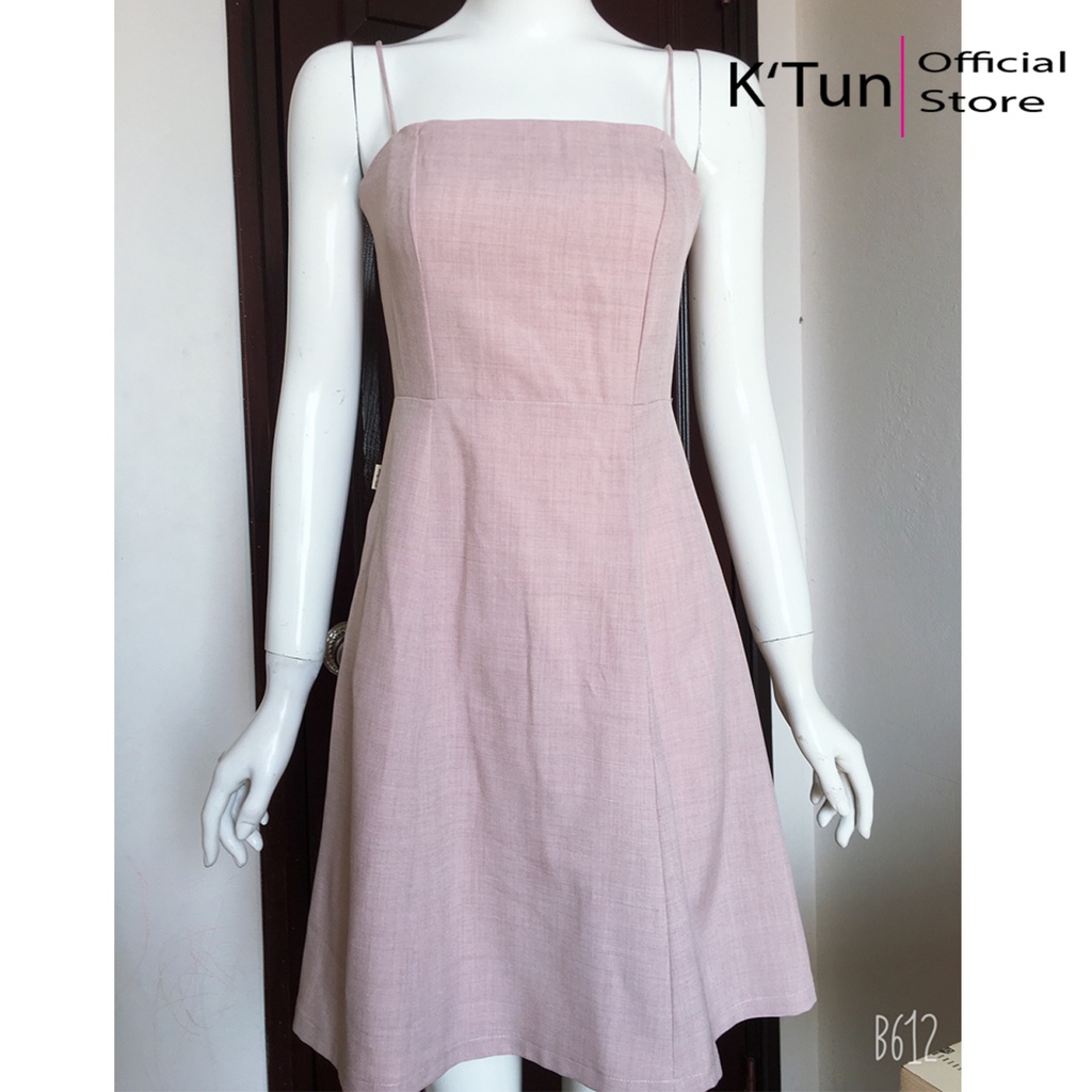 Đầm 2 dây bassic 2 lớp màu Hồng KT2940