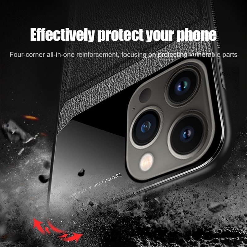 Ốp Điện Thoại Tráng Gương Phối Da Chống Sốc Cho iPhone 13 12 11 Pro Max Mini SE 2020