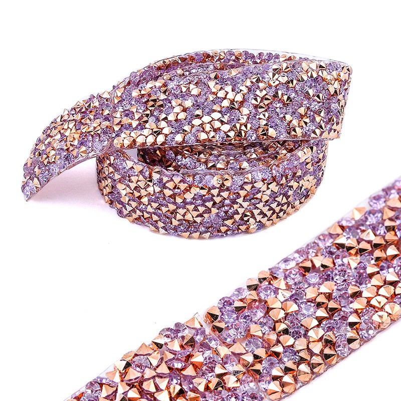 Dây Xích Đính Đá 1 Yard 15-30mm 1-Row Màu Vàng Hồng Trang Trí Giày Dép