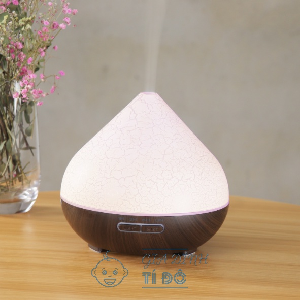 Máy Xông Tinh Dầu Hình Búp Sen dung tích 550ml Tích Hợp Led 7 Màu Làm Đèn Ngủ