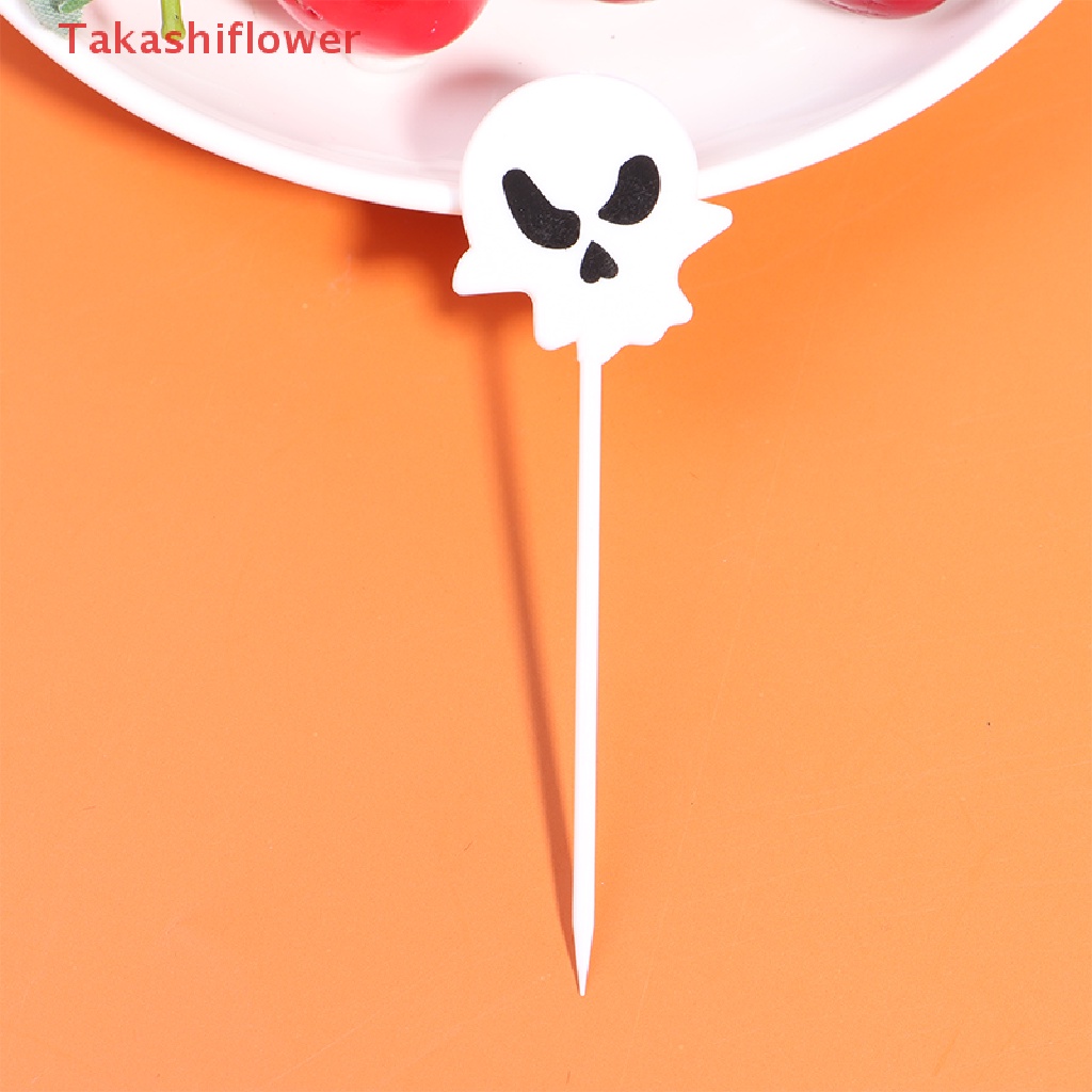 Set 10 Nĩa Ăn Trái Cây Họa Tiết Hoạt Hình Phong Cách Halloween