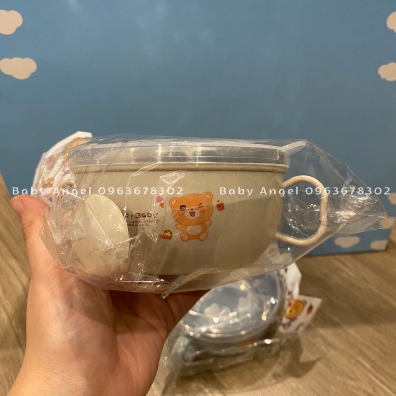 [𝑮𝑰𝑨́ 𝑯𝑼𝒀̉ 𝑫𝑰𝑬̣̂𝑻] Bát ăn dặm Inox cách nhiệt, an toàn cho bé, kèm thìa thuận tiện