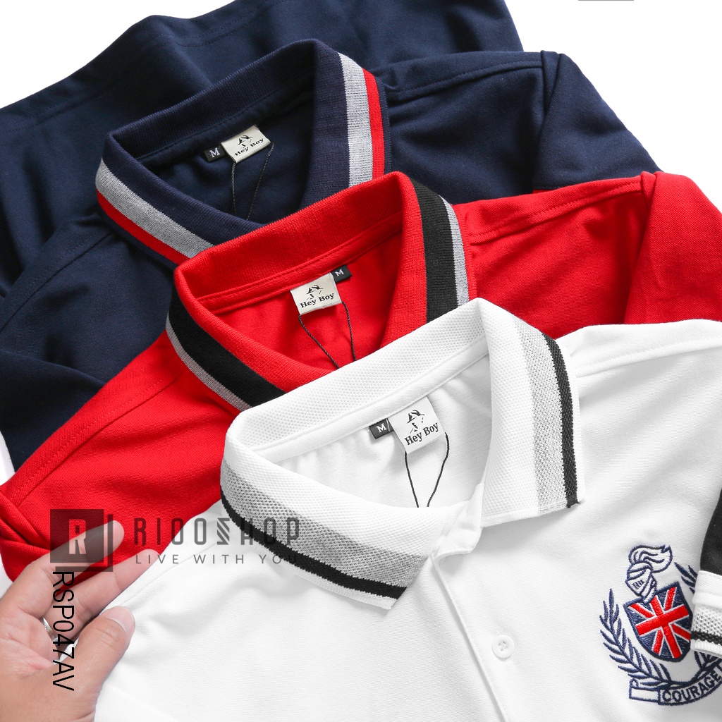 Áo phông nam polo, áo thun nam có cổ HEYBOY COURAGE RSP047 tay ngắn, form rộng, chất lượng, cao cấp, đẹp, trẻ trung
