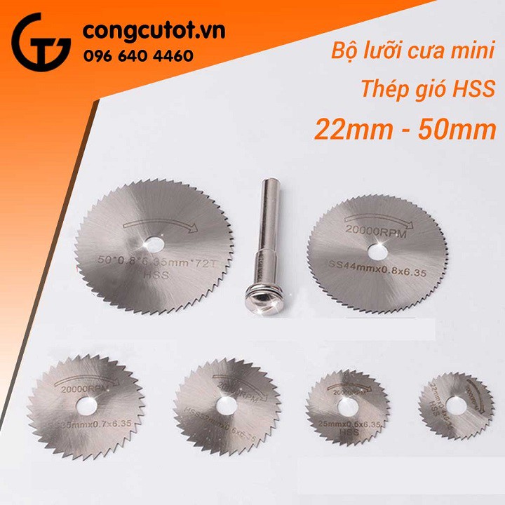 Bộ 6 lưỡi cưa mini cho máy khoan 22-50mm thép gió HSS