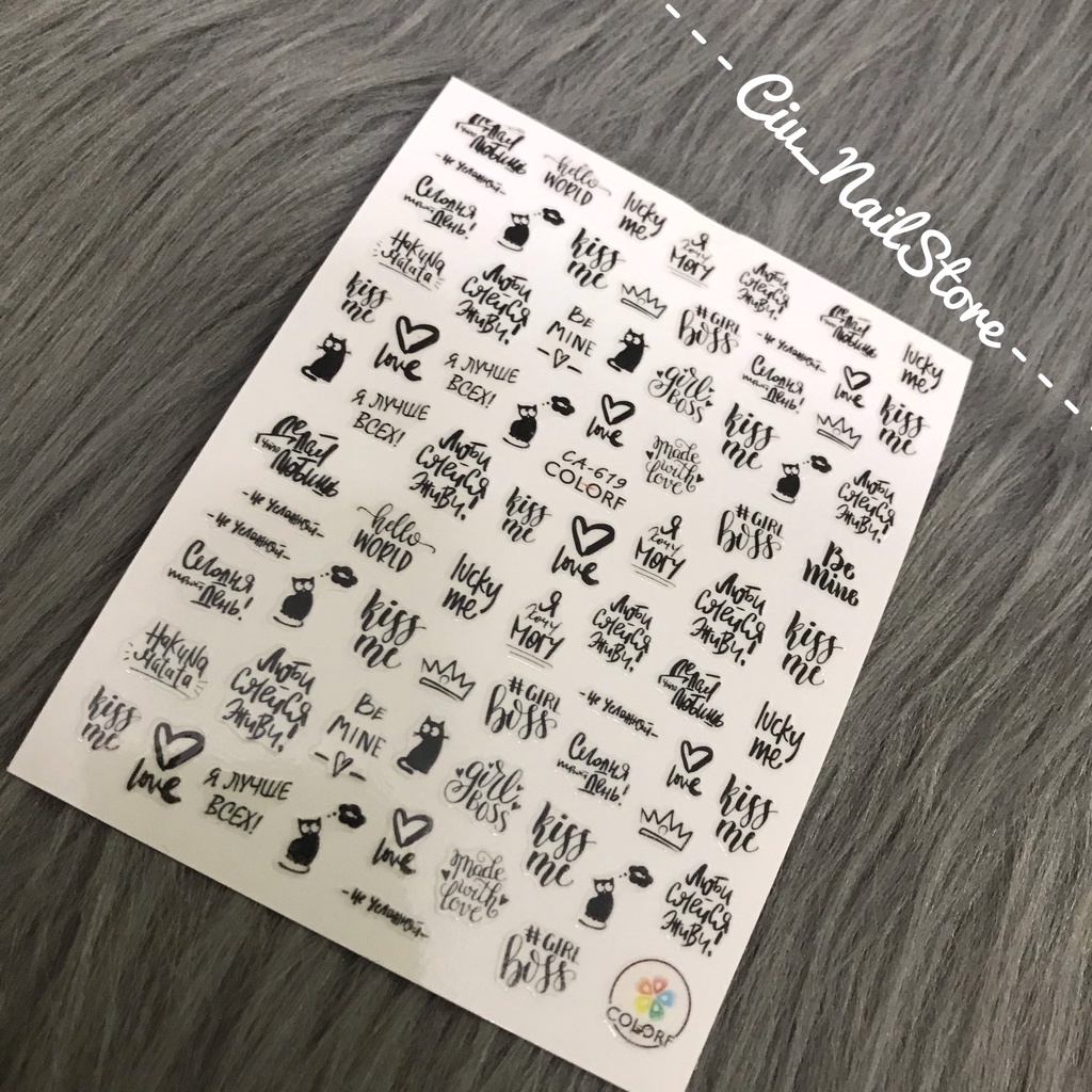 sticker dán móng hình chữ
