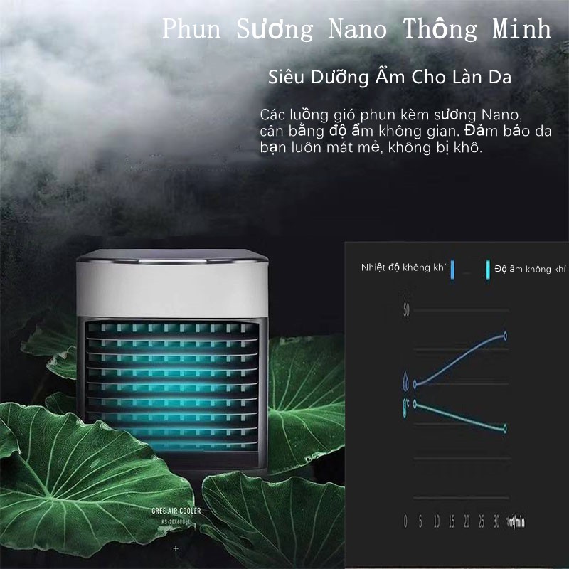 Quạt điều hòa không khí di động mini thế hệ thứ sáu, quạt làm mát, tạo ẩm, chức năng phun sương