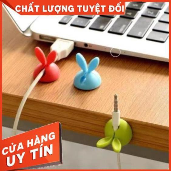 Combo 4 Kẹp Dây Điện Silicon Tai Thỏ con xinh xắn giữ dây cáp,dây điện,tai nghe điện thoại,laptop K136