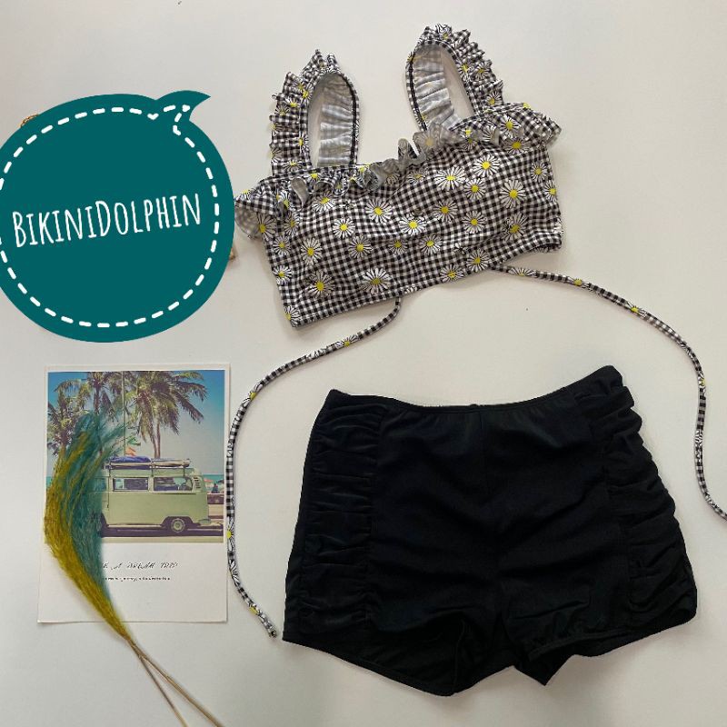 BikiniDolphin: Đồ bơi 2 mảnh quần lưng cao đùi D4