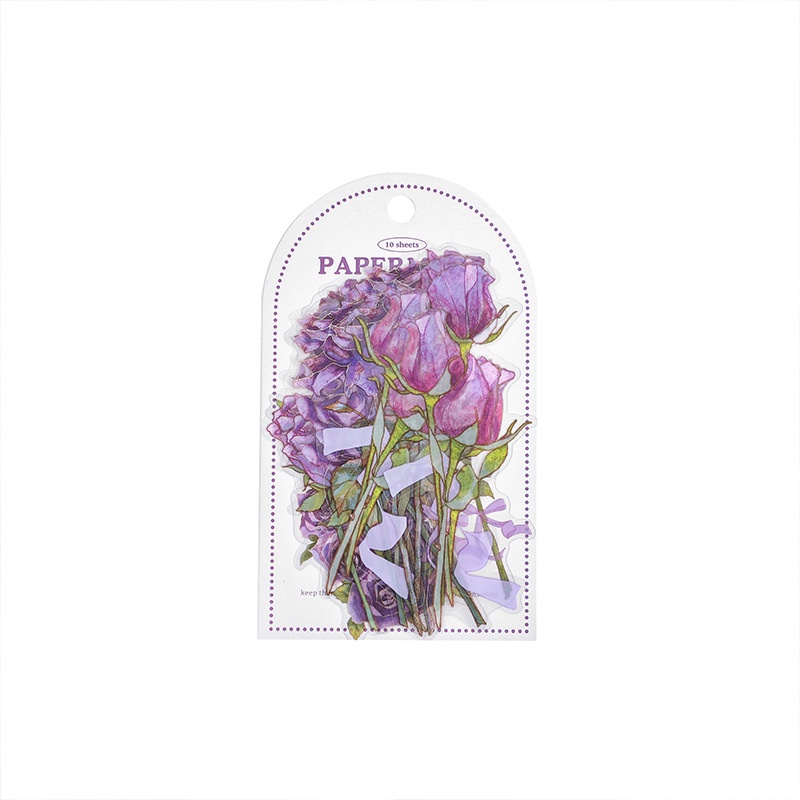 Bộ 10 Miếng Dán Chống Thấm Nước Họa Tiết Hoa PET Trang Trí Sổ Tay Album Ảnh DIY