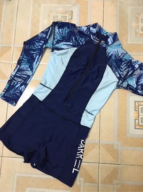 Hình thật-Áo bơi liền thân tay dài khóa kéo