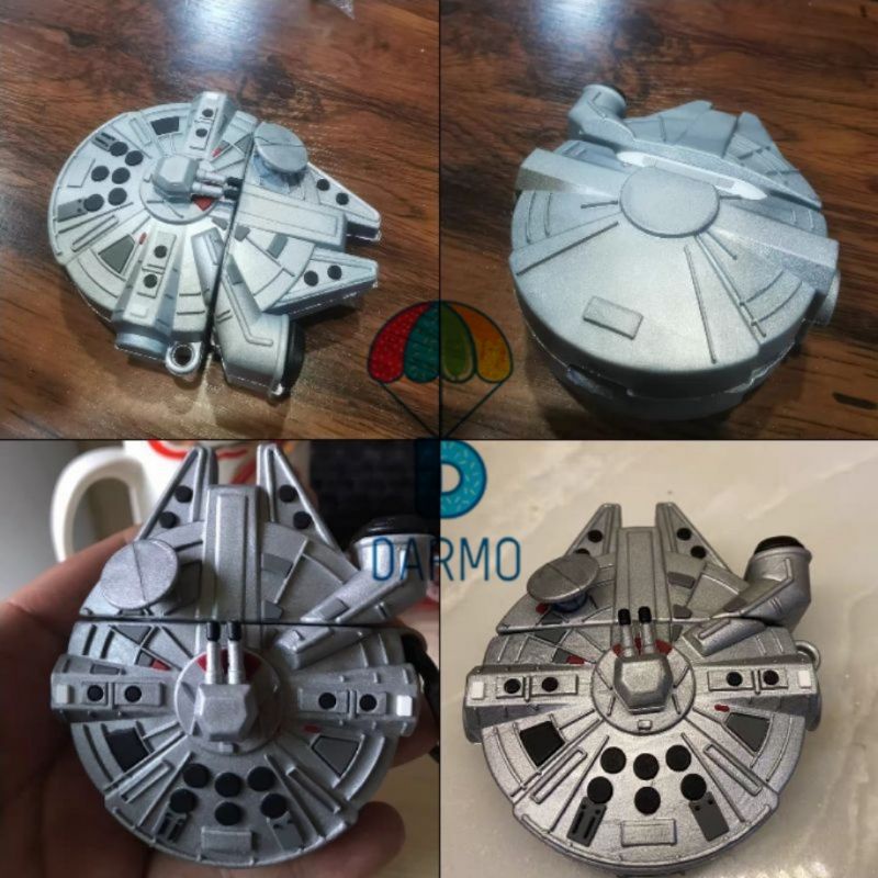 Case bảo vệ Airpods Pro/1/2/ Freebuds Pro/3/4i tàu vũ trụ falcon giáp nhũ star wars