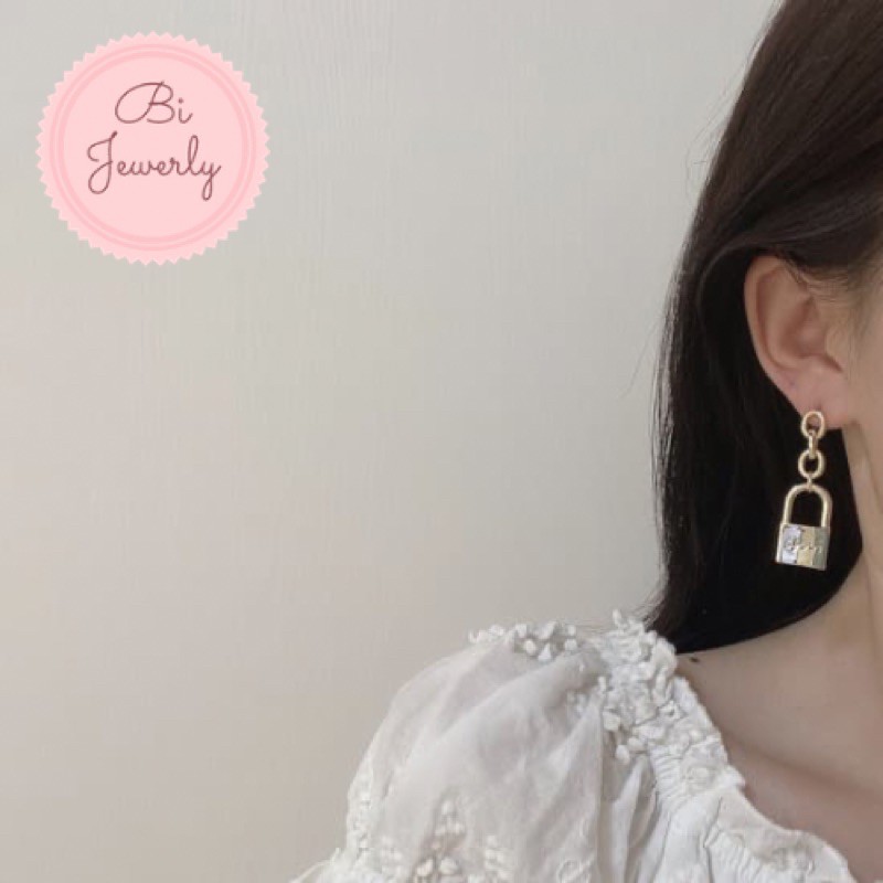 Bông tai bạc nữ khuyên tròn giọt nước phối dây chuyền bạc BBstore