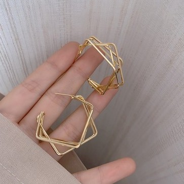 Khuyên tai nữ vuông 5 lớp cá tính khí chất KT92