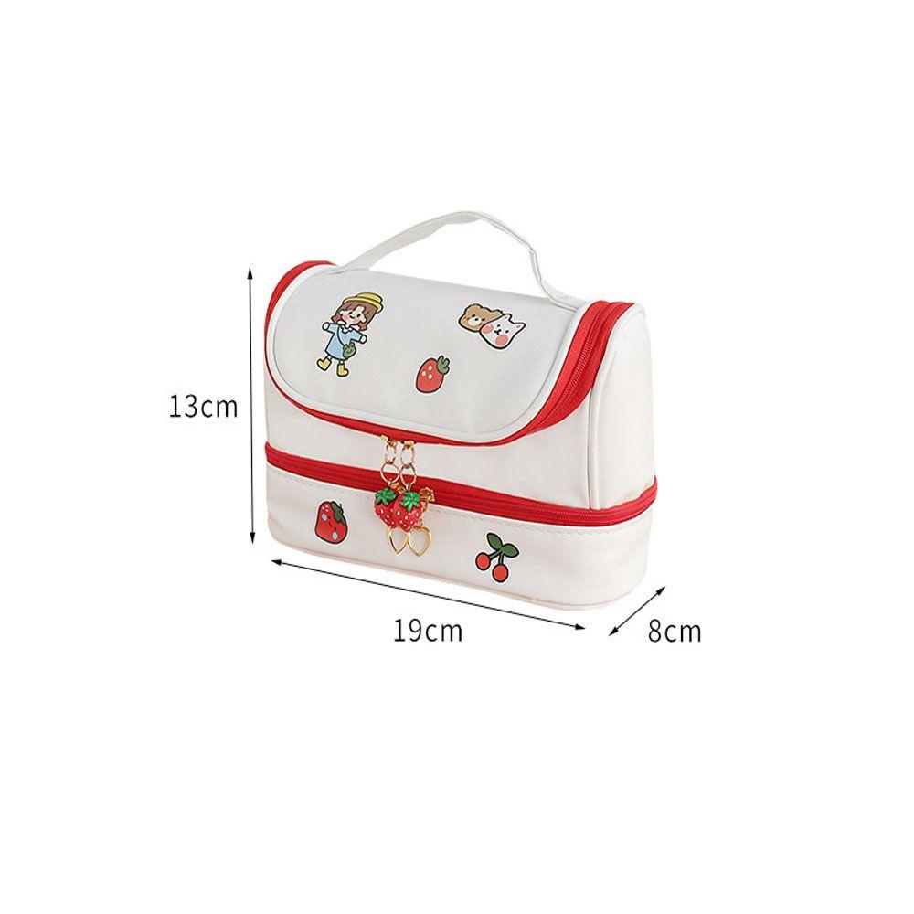 UUMIR Túi đựng bút da PU sức chứa lớn hai ngăn họa tiết dễ thương di động dành cho trường học văn phòng